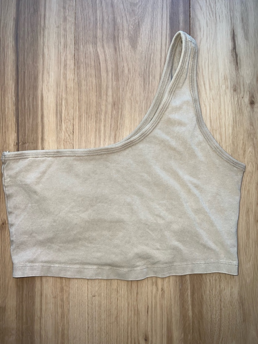 FP Movement by Free People One-Shoulder Crop Top in Light Beige